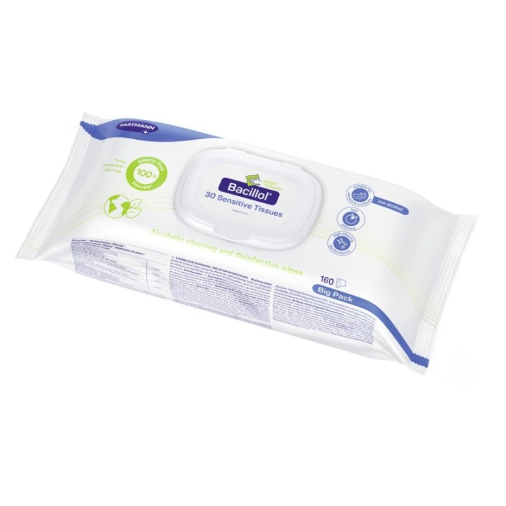 HARTMANN Bacillol 30 Sensitive Green Tissues – 1 Stück à 160 Tücher