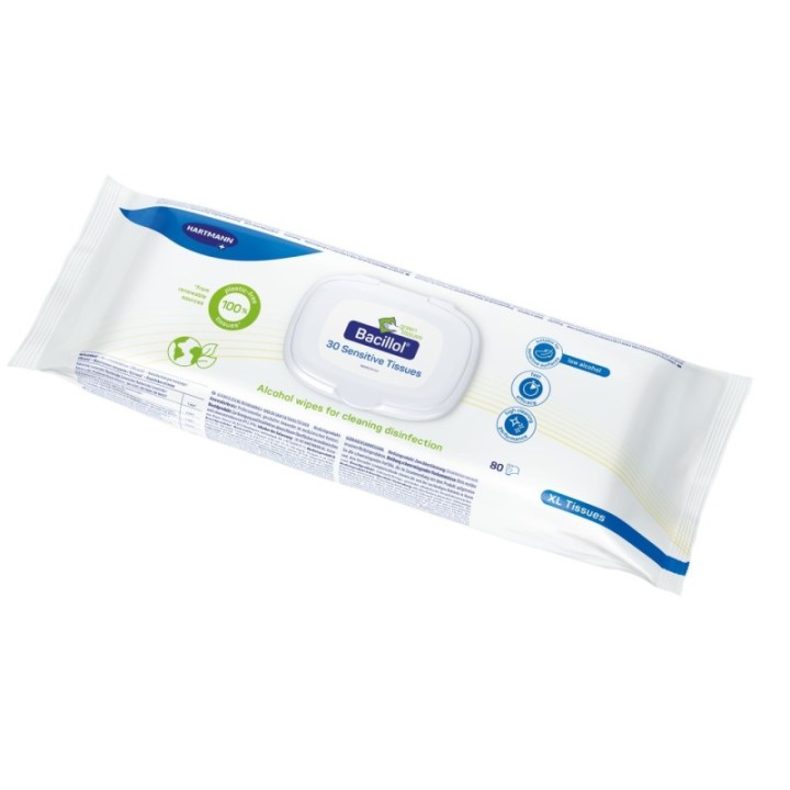 HARTMANN Bacillol 30 Sensitive Green Tissues – 1 Stück à 160 Tücher